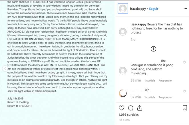 Ator do filme Thor tira própria vida e deixa carta de despedida: 'Não fui um bom homem' Ator do filme Thor tira própria vida e deixa carta de despedida: 'Não fui um bom homem'