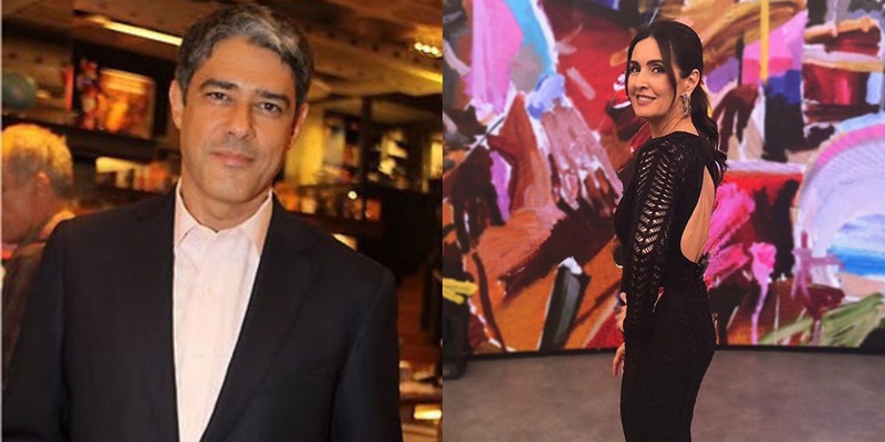 William Bonner E Flagrado Observando Fatima Bernardes Em Festa Do Jornal Nacional F5 Noticia