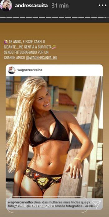 Andressa Suita comenta foto de quando tinha 18 anos de idade: "Me sentia a surfista" Andressa Suita comenta foto de quando tinha 18 anos de idade: "Me sentia a surfista"