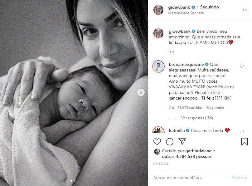 Bruna Marquezine se derrete em foto de Giovanna Ewbank com o filho, Zyan: "Plena" Bruna Marquezine se derrete em foto de Giovanna Ewbank com o filho, Zyan: "Plena"