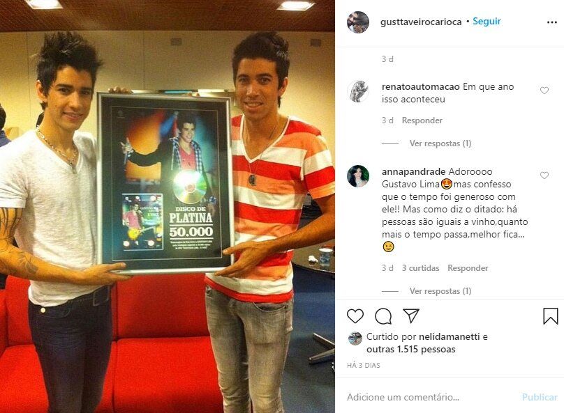 Gusttavo Lima aparece em foto rara com o irmão e fã brinca: "Tempo foi generoso com ele" Gusttavo Lima aparece em foto rara com o irmão e fã brinca: "Tempo foi generoso com ele"