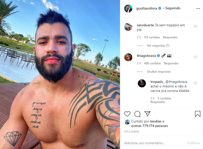 Gusttavo Lima rebate Thiago Brava após sertanejo acusá-lo de usar anabolizantes: "Inveja mata" Gusttavo Lima rebate Thiago Brava após sertanejo acusá-lo de usar anabolizantes: "Inveja mata"