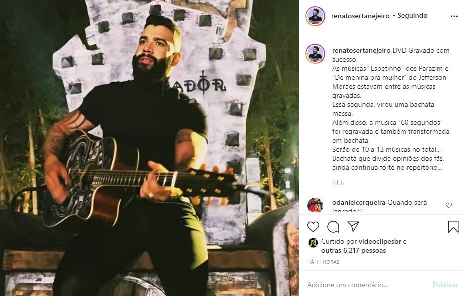 Famoso youtuber entrega detalhes do novo DVD de Gusttavo Lima: "Serão 10 a 12 músicas no total" Famoso youtuber entrega detalhes do novo DVD de Gusttavo Lima: "Serão 10 a 12 músicas no total"