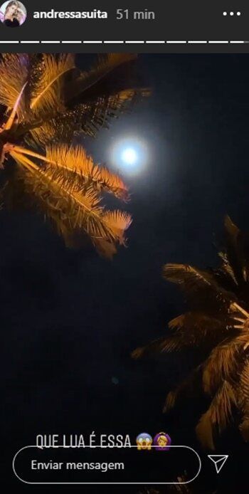 "Que lua é essa", diz Andressa Suita em noite antes da live de Gusttavo Lima em Pernambuco "Que lua é essa", diz Andressa Suita em noite antes da live de Gusttavo Lima em Pernambuco