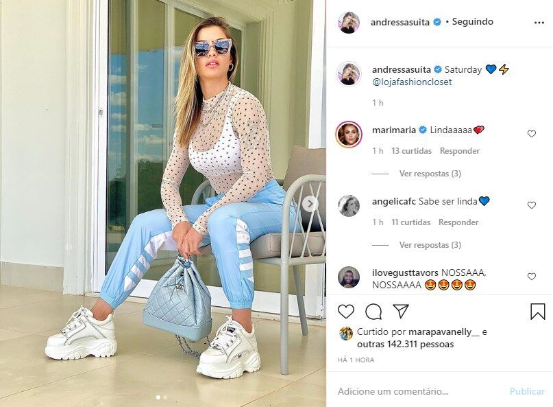 Youtuber famosa enaltece beleza de Andressa Suita em sequência de fotos: "Linda" Youtuber famosa enaltece beleza de Andressa Suita em sequência de fotos: "Linda"