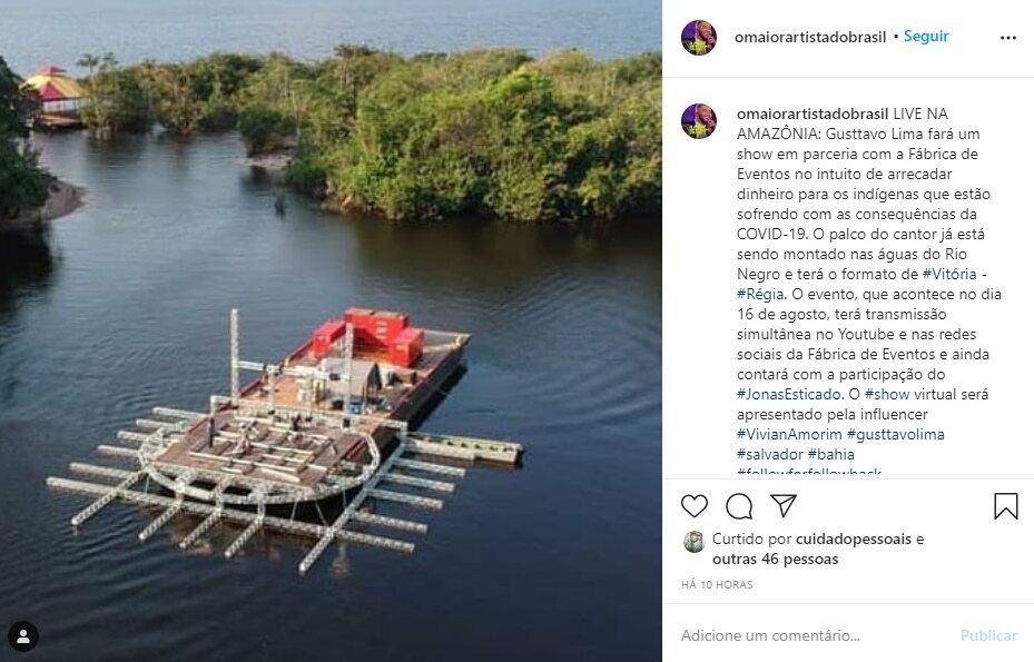 Estrutura de palco para a live show de Gusttavo Lima e Jonas Esticado já está sendo montada na Amazônia Estrutura de palco para a live show de Gusttavo Lima e Jonas Esticado já está sendo montada na Amazônia