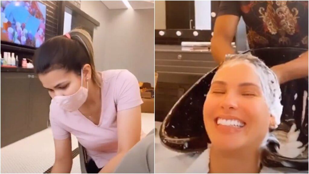 Em dia de beleza, Andressa Suita questiona profissional sobre quanto tempo ela não fazia as unhas: "3 meses" Em dia de beleza, Andressa Suita questiona profissional sobre quanto tempo ela não fazia as unhas: "3 meses"