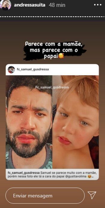 Andressa Suita comenta semelhança entre Gusttavo Lima e o caçula: "Parece" Andressa Suita comenta semelhança entre Gusttavo Lima e o caçula: "Parece"