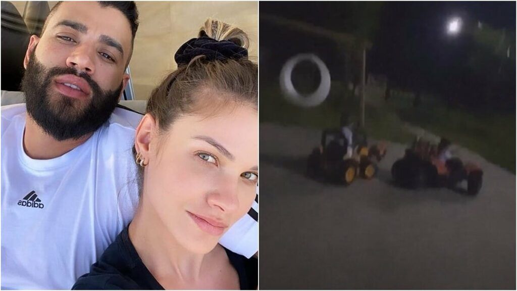 Em plena noite de terça-feira, Andressa Suita mostra os filhos brincando com retroescavadeiras Em plena noite de terça-feira, Andressa Suita mostra os filhos brincando com retroescavadeiras