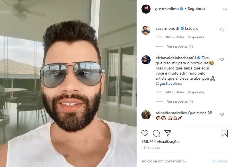 Cantor internacional enche a bola de Gusttavo Lima após lançamento de música: "Você é muito admirado" Cantor internacional enche a bola de Gusttavo Lima após lançamento de música: "Você é muito admirado"