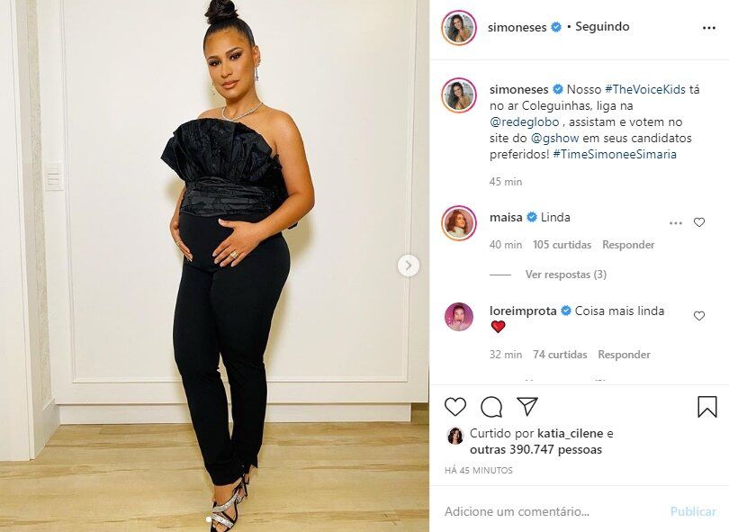 Simone mostra barriga de grávida em look belíssimo e fãs elogiam: "Que deusa" Simone mostra barriga de grávida em look belíssimo e fãs elogiam: "Que deusa"