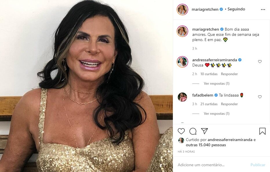 Andressa Ferreira elogia a sogra, Gretchen: "Deusa" Andressa Ferreira elogia a sogra, Gretchen: "Deusa"