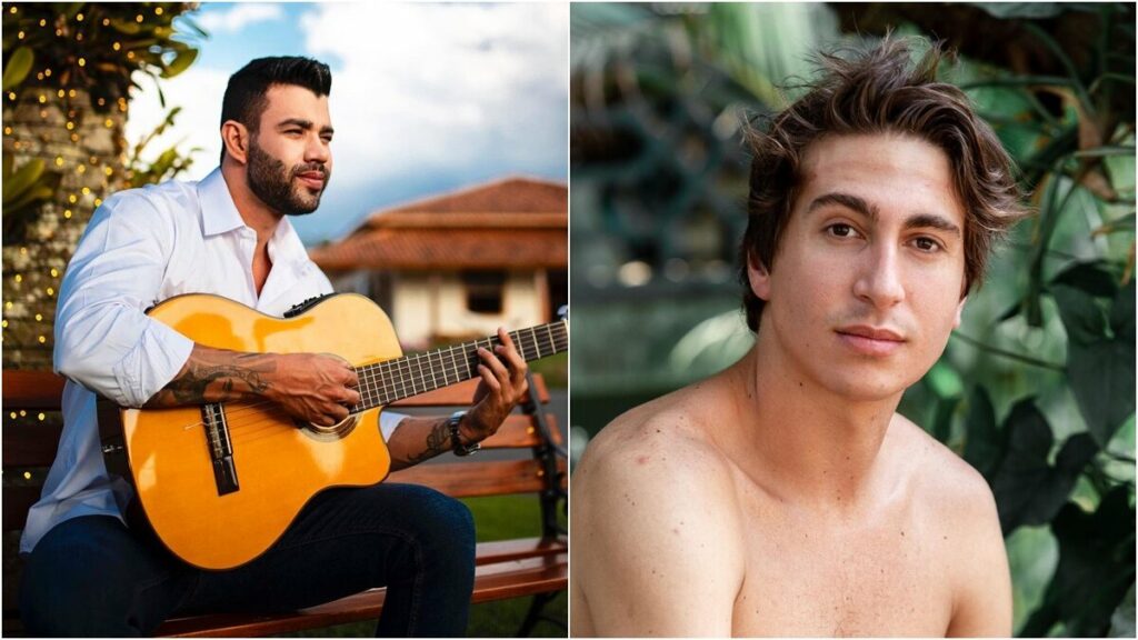 Gusttavo Lima surge tocando violão e João Quirino brinca: "Príncipe" Gusttavo Lima surge tocando violão e João Quirino brinca: "Príncipe"