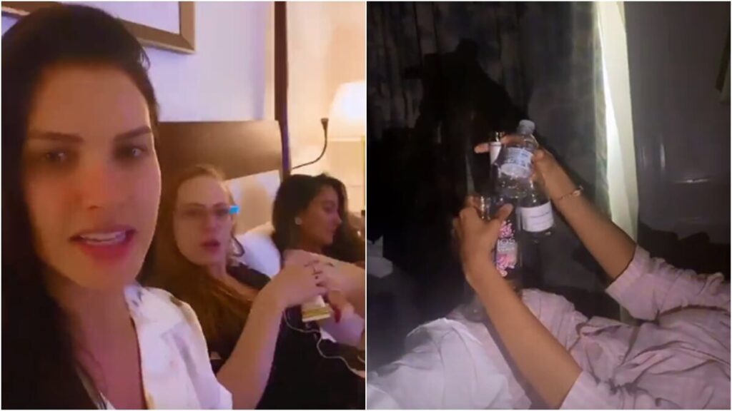 Andressa Suita seca garrafa de vinho com as amigas em hotel de luxo no Rio Andressa Suita seca garrafa de vinho com as amigas em hotel de luxo no Rio