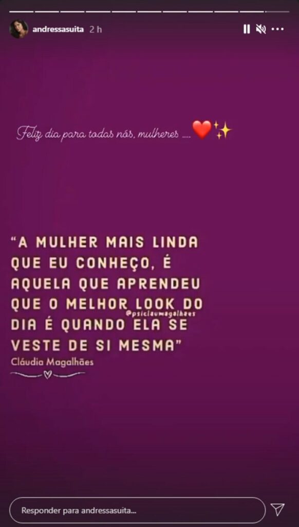 Andressa Suita Faz Reflexao Sobre Amor Proprio No Dia Internacional Da Mulher F5 Noticia