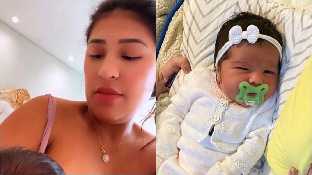 Simone surge amamentando a filha, Zaya Diniz: "Sessão mamãe" Simone surge amamentando a filha, Zaya Diniz: "Sessão mamãe"