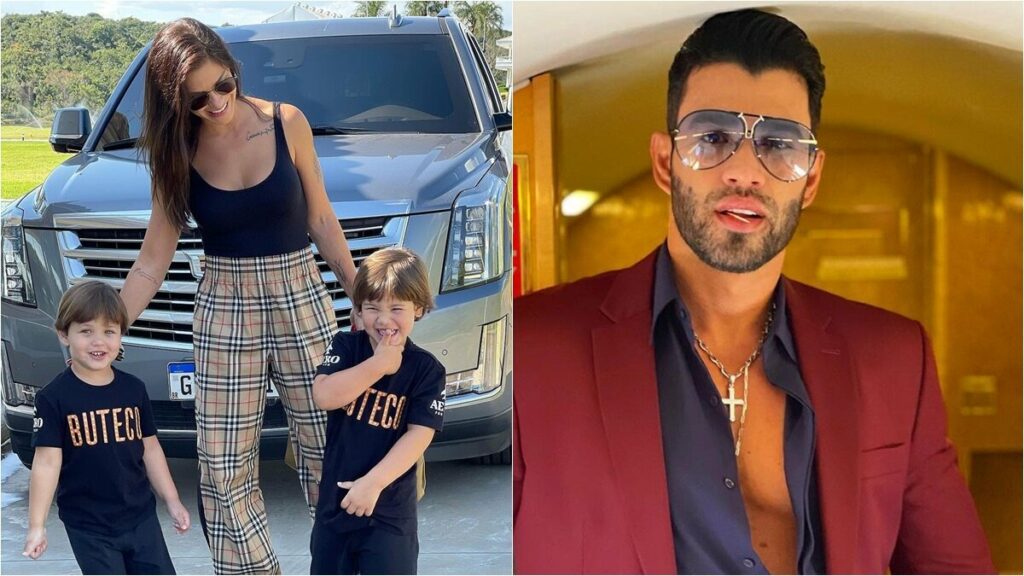 Andressa Suita mostra os filhos usando roupas personalizadas com nome de evento de Gusttavo Lima Andressa Suita mostra os filhos usando roupas personalizadas com nome de evento de Gusttavo Lima