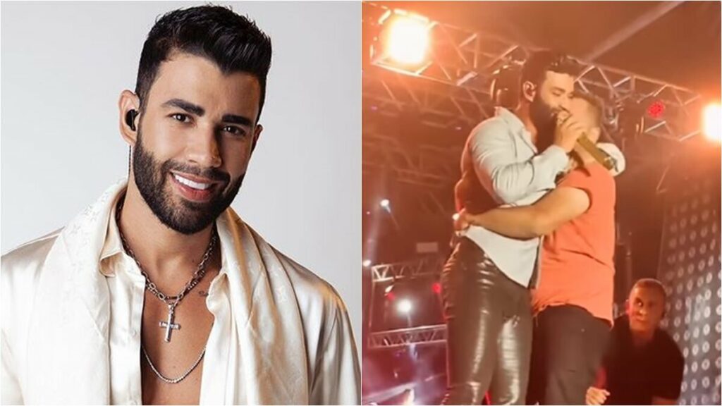 Fã invade o palco e dá encoxada em Gusttavo Lima Fã invade o palco e dá encoxada em Gusttavo Lima