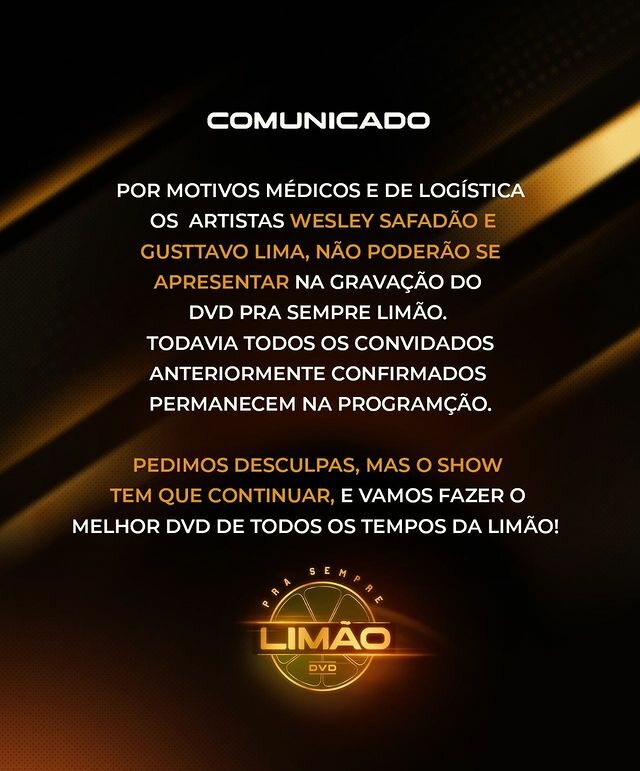 Por motivos divergentes, Gusttavo Lima e Wesley Safadão não participam do DVD da Limão com Mel 