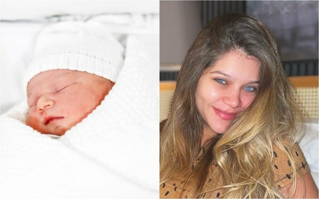 Lyandra, filha de Leandro mostra pela primeira vez o rosto do filho recém-nascido  