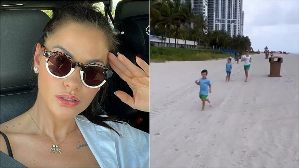 Esposa de Gusttavo Lima, Andressa Suita passa perrengue com os filhos em praia em Miami  