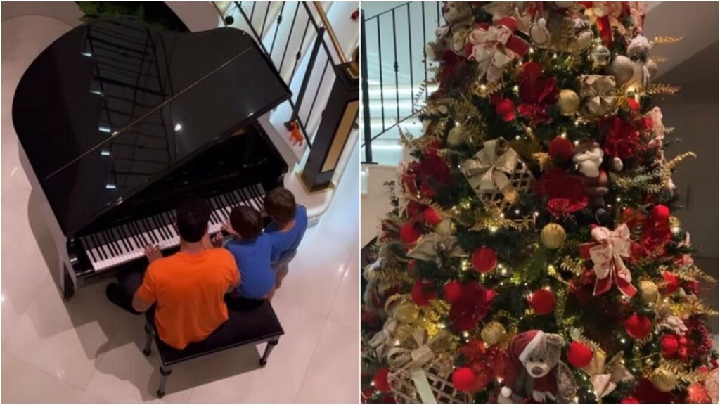 Gusttavo Lima toca piano com os filhos em cenário natalino - F5 NOTICIA